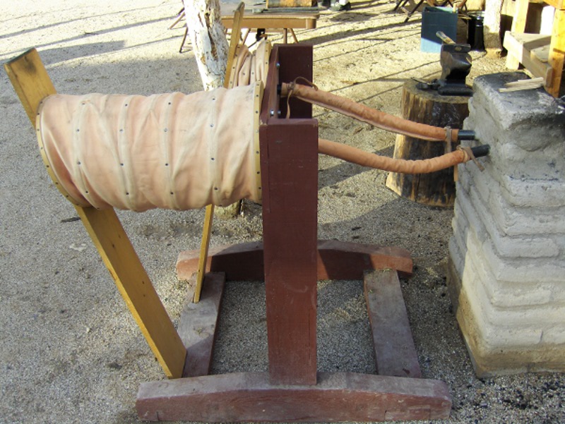 Side view of bellows and forge.