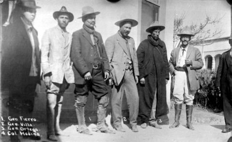 Pancho Villa with his generals, Fierro, Ortega and Col. Medina. [image number 00198]