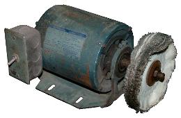 Motor with arbor and buffing wheel