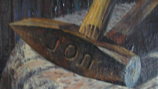 Signed Hammer Detail from Jon Gnagy's Anvil Paintng.