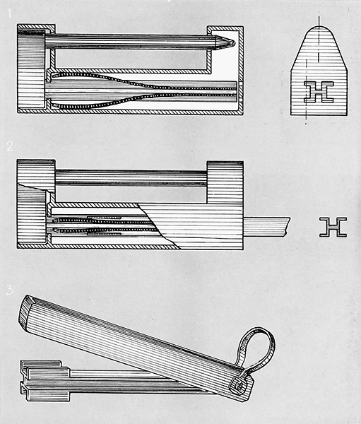 Diagram of Chinese lcok and folding key