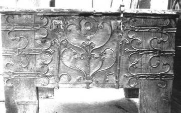 #5 Chest with stamped and cut work, Noyon Cathedral, France.  14th century?