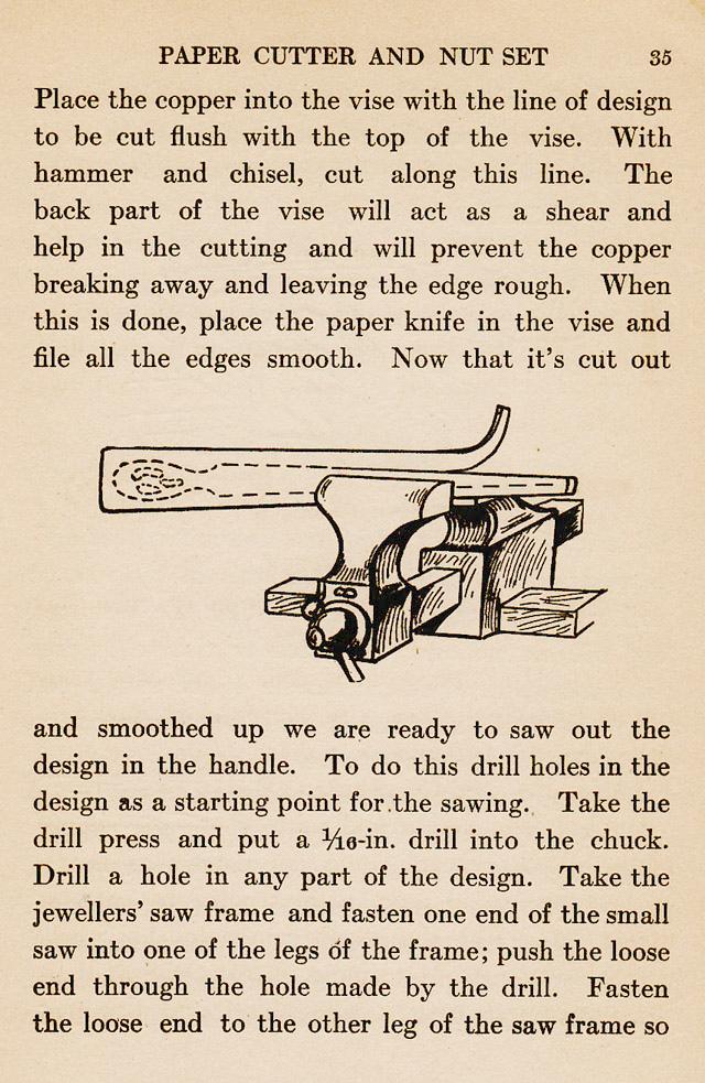 Working in Metals -WORK IN COPPER: Paper Cutter and Nut Set., page 35 ...