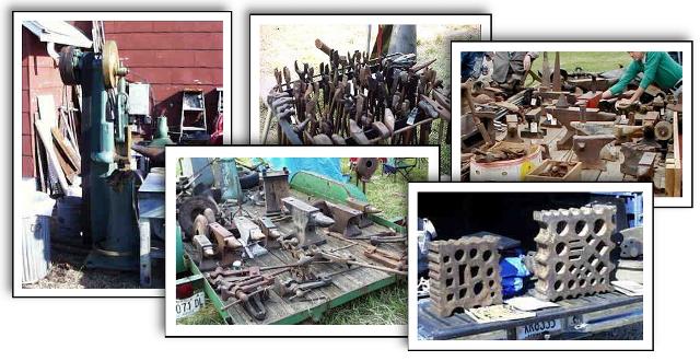 photo group power hammer, anvils, hammers, tongs, swage blocks