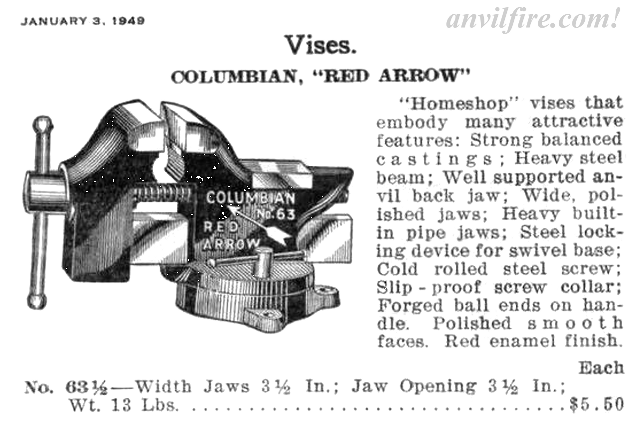 Catalog page for Columbian Red Arrow Vise