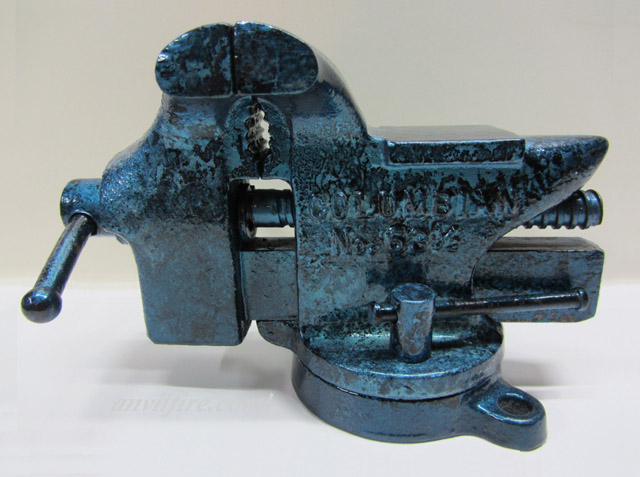 Columbian Red Arrow Home Shop Vise with blue marbled paint - Click for enlargement