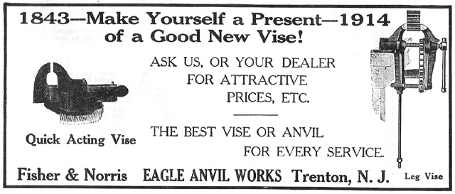 Fisher Vise Advertisment The American Blacksmith March 1914, p.36
